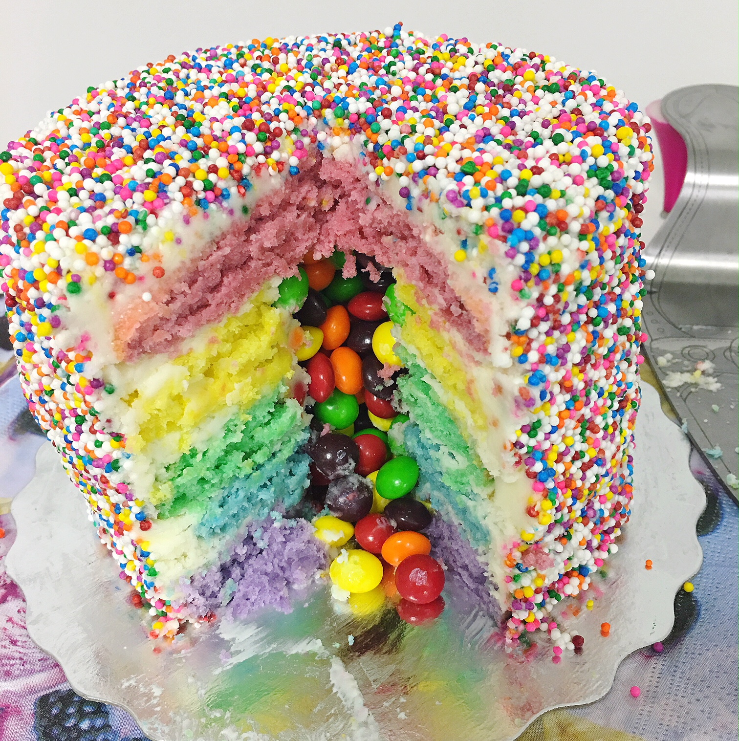 Skittles Rainbow Cake